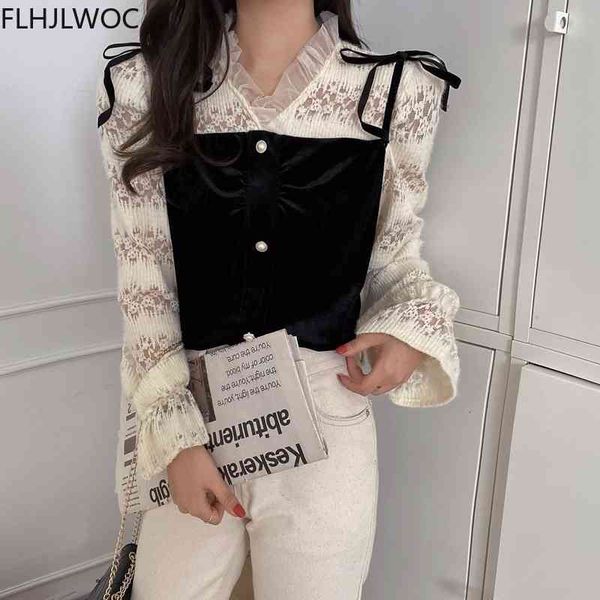 women's knits & tees spring cute chic korea blusas women femme robe patchwork vintage lace bow tie shirts blouses hvyu, White
women's knits & tees spring cute chic korea blusas women femme robe patchwork vintage lace bow tie shirts blouses hvyu, White