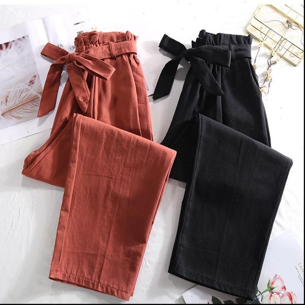 women womens pant summer regular bow sashes pants autumn loose office ladies trousers casual pleated ankle length pencil, Black;white
women womens pant summer regular bow sashes pants autumn loose office ladies trousers casual pleated ankle length pencil, Black;white