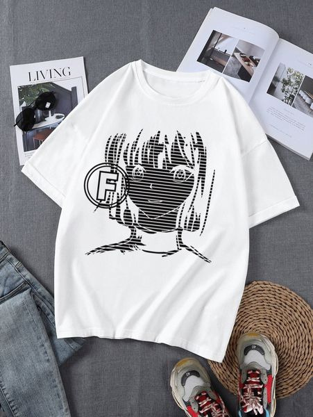 men letter and figure graphic tee 80mo#, White;black