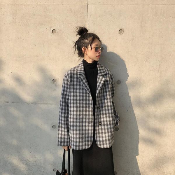 women's jackets abrigos mujer invierno 2021 autumn winter korean fashion loose collegiate ladies long sleeve wool plaid blazer tweed co, Black;brown
women's jackets abrigos mujer invierno 2021 autumn winter korean fashion loose collegiate ladies long sleeve wool plaid blazer tweed co, Black;brown