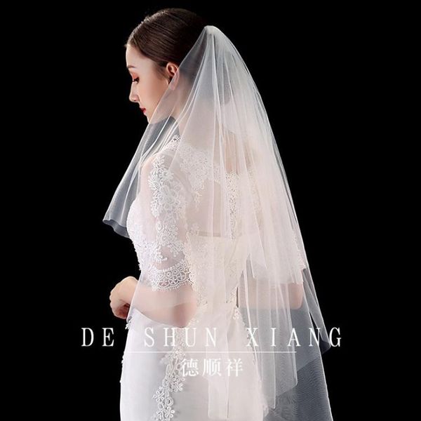 bridal veils 2021 simple women white with comb two layers tulle short bride veil cut edge wedding accessories, Black 
bridal veils 2021 simple women white with comb two layers tulle short bride veil cut edge wedding accessories, Black