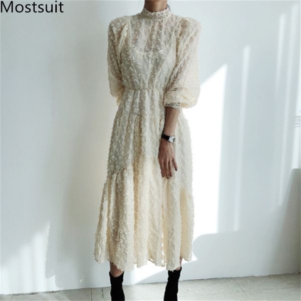vintage elegant sweet women long dress full sleeve stand collar a-line midi dresses korean fashion ladies vestidos femme 210513, Black;gray
vintage elegant sweet women long dress full sleeve stand collar a-line midi dresses korean fashion ladies vestidos femme 210513, Black;gray