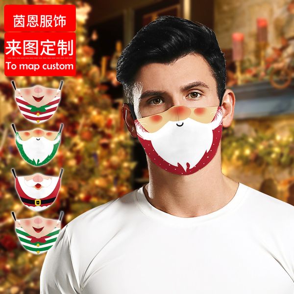 high-quality s santa claus face beard digital printing dust mask