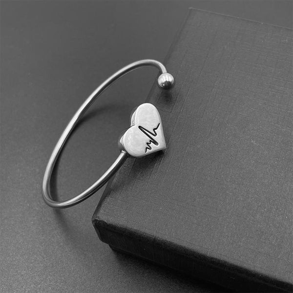 bangle fashion electrocardiogram bangles stainless steel bracelet hollow heart carved charm jewelry for women love gifts, Black
bangle fashion electrocardiogram bangles stainless steel bracelet hollow heart carved charm jewelry for women love gifts, Black
