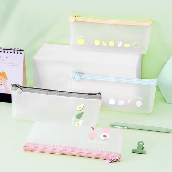 frosted transparent pencil case school stationery storage bag simple cute cases for student pen kawaii fruit bags
frosted transparent pencil case school stationery storage bag simple cute cases for student pen kawaii fruit bags