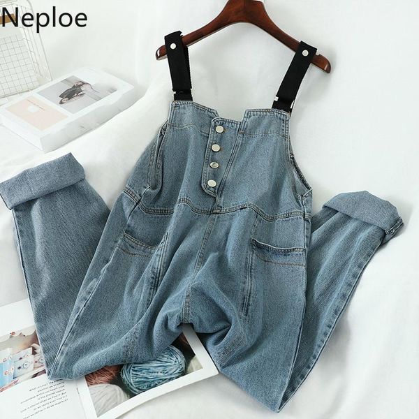 women's pants & capris neploe casual loose vintage women denim overalls s2021 spring washed blue buttons full length female jumpsuits 5, Black;white
women's pants & capris neploe casual loose vintage women denim overalls s2021 spring washed blue buttons full length female jumpsuits 5, Black;white