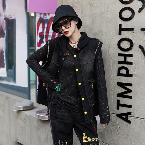 women's vests cowboy loose sleeveless waistcoat letter printing vest for women hooded denim female spring autumn arrivals, Black;white
women's vests cowboy loose sleeveless waistcoat letter printing vest for women hooded denim female spring autumn arrivals, Black;white