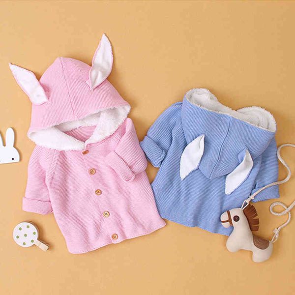 infant boys knitted cardigan coat autumn winter warm baby boy girl born long sleeve rabbit ears hooded jacket 210429, Blue 
infant boys knitted cardigan coat autumn winter warm baby boy girl born long sleeve rabbit ears hooded jacket 210429, Blue