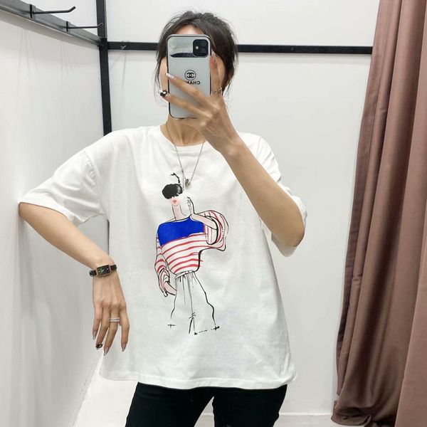 women's sweaters 2021 girl drop pattern printed t-shirt around the neck short sleeve for ladies, White;black
women's sweaters 2021 girl drop pattern printed t-shirt around the neck short sleeve for ladies, White;black