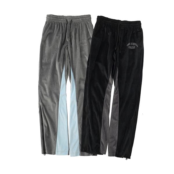 side zipper velvet casual pants men and women patchwork letter trousers drawstring velour track pants, Black
side zipper velvet casual pants men and women patchwork letter trousers drawstring velour track pants, Black