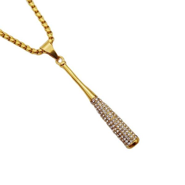 pendant necklaces gold color stainless steel baseball bat necklace iced out bling white rhinestones rock punk neckace, Silver
pendant necklaces gold color stainless steel baseball bat necklace iced out bling white rhinestones rock punk neckace, Silver