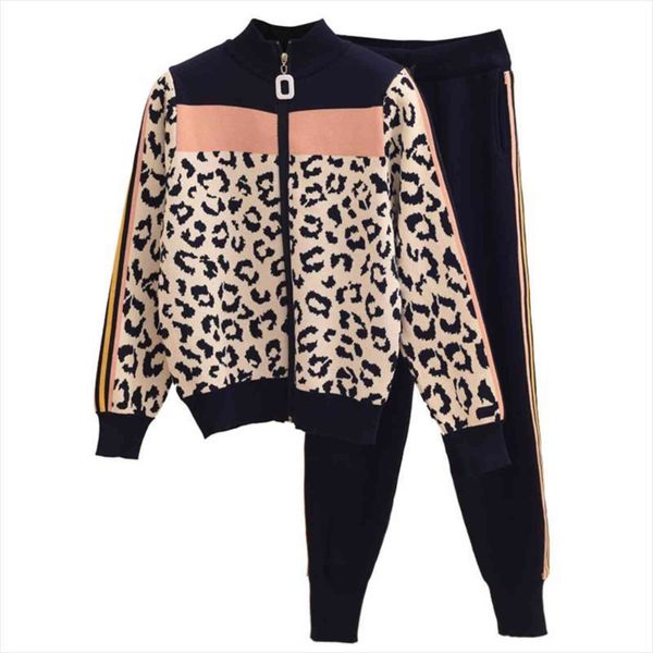 fashion leopard knitted womens pants two piece set turtleneck zipper cardigans coat and ankle length suits high quality, White
fashion leopard knitted womens pants two piece set turtleneck zipper cardigans coat and ankle length suits high quality, White