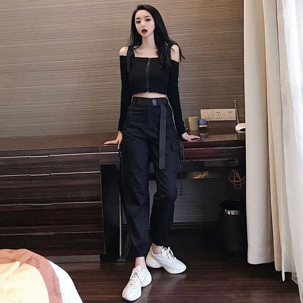 women's two piece pants summer women's high waist pocket loose cargo pants + spaghetti strap t-shirt two-piece sets students haraj, White
women's two piece pants summer women's high waist pocket loose cargo pants + spaghetti strap t-shirt two-piece sets students haraj, White