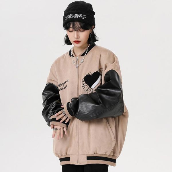 men's jackets eukaaru men streetwear jacket embroidered pu sleeve oversized fashion women loose coat stand collar baseball zipper, Black;brown
men's jackets eukaaru men streetwear jacket embroidered pu sleeve oversized fashion women loose coat stand collar baseball zipper, Black;brown