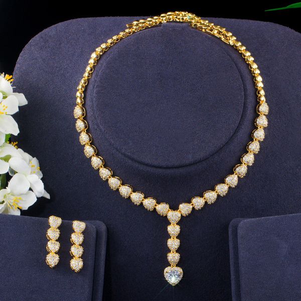 fashion simple heart-shaped zircon bride wedding set chain electroplating necklace earring set, Black
fashion simple heart-shaped zircon bride wedding set chain electroplating necklace earring set, Black