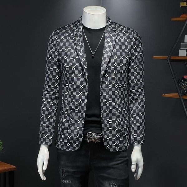 men's suits & blazers autumn est blazer for men trendy young grey checkered technology plaid printing jacket slim fashion brand costume, White;black
men's suits & blazers autumn est blazer for men trendy young grey checkered technology plaid printing jacket slim fashion brand costume, White;black