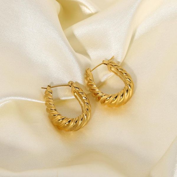 hoop & huggie stainless steel twill croissant oval twisted earrings for women girls thick circle jewelry accessories, Golden;silver
hoop & huggie stainless steel twill croissant oval twisted earrings for women girls thick circle jewelry accessories, Golden;silver