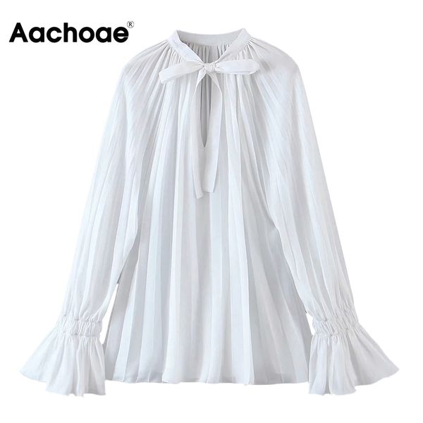 aachoae chic women white blouse shirt flare long sleeve loose pleated shirt female bow tie neck elegant ladies tunic blusas 210413
aachoae chic women white blouse shirt flare long sleeve loose pleated shirt female bow tie neck elegant ladies tunic blusas 210413
