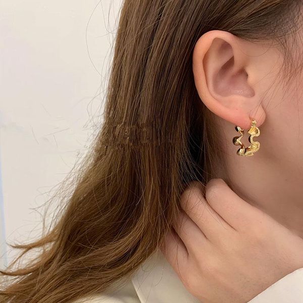 hoop & huggie aomu2021 gold silver color metal twisted wave small earrings irregular geometric textured for women party, Golden;silver 
hoop & huggie aomu2021 gold silver color metal twisted wave small earrings irregular geometric textured for women party, Golden;silver