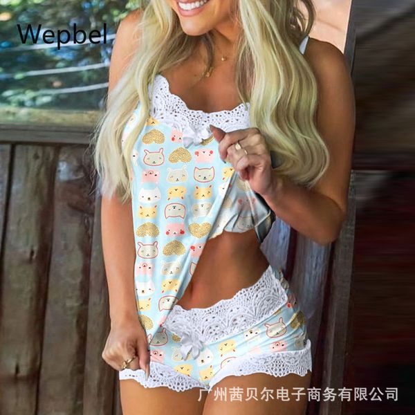 wepbel lace sleevelss vest mini shorts sets women pajamas set pink home leisure female shorts suits sleepwear, White;black
wepbel lace sleevelss vest mini shorts sets women pajamas set pink home leisure female shorts suits sleepwear, White;black
