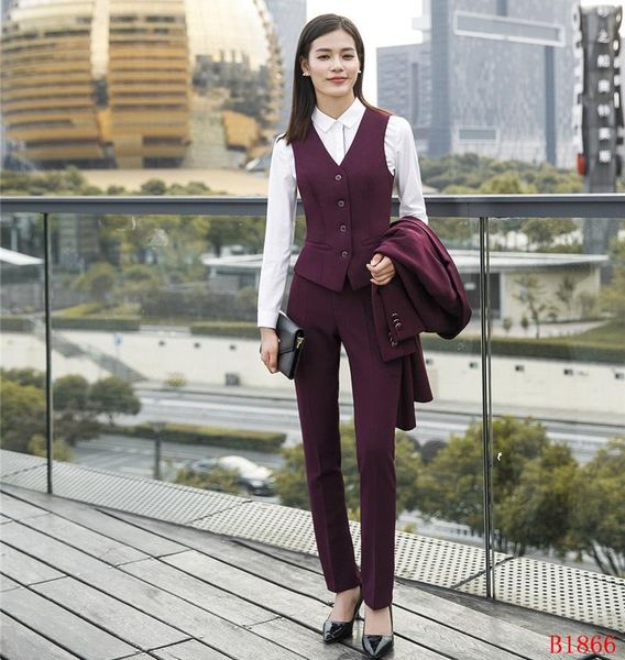 formal women business suits with pant and sets purple vest & waistcoat ladies office uniform designs ol styles women's two piece pants, White
formal women business suits with pant and sets purple vest & waistcoat ladies office uniform designs ol styles women's two piece pants, White