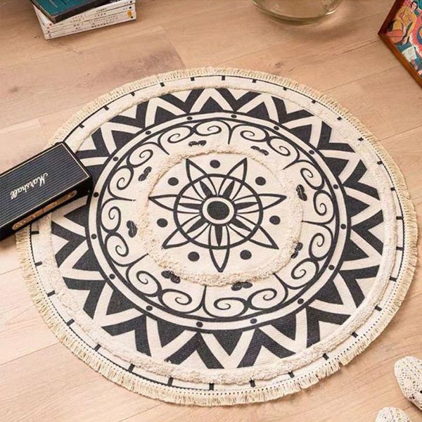 carpets moroccan round rug bohemian style tassel cotton fabric pad door decoration home comfortable living room sofa
carpets moroccan round rug bohemian style tassel cotton fabric pad door decoration home comfortable living room sofa