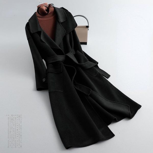 women's wool & blends 2021 women cashmere coat elegant turn down collar woolen with belt open stitch design winter warm casaco feminino, Black
women's wool & blends 2021 women cashmere coat elegant turn down collar woolen with belt open stitch design winter warm casaco feminino, Black