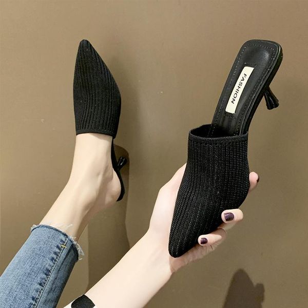 high-heeled shoes lady woman's slippers luxury slides shose women med pointed toe thin heels heeled soft 2021 designer girl, Black
high-heeled shoes lady woman's slippers luxury slides shose women med pointed toe thin heels heeled soft 2021 designer girl, Black