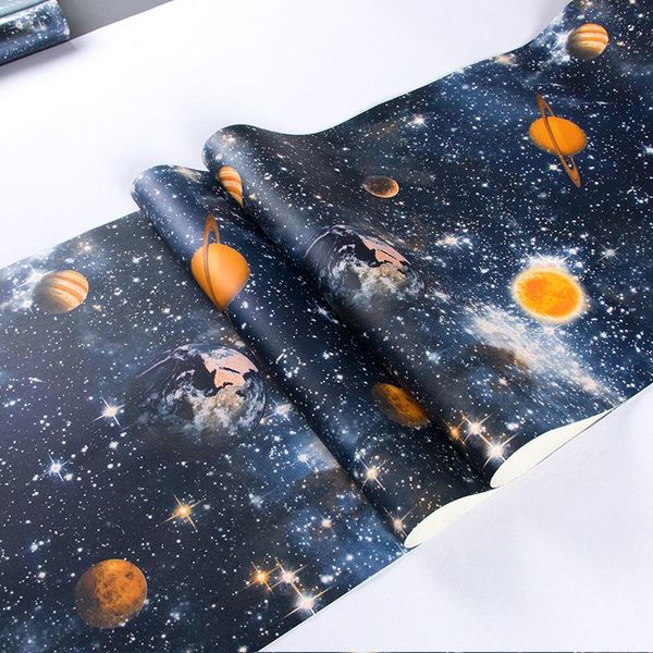 wallpapers pvc space planet wallpaper children's room starry sky background wall waterproof decor