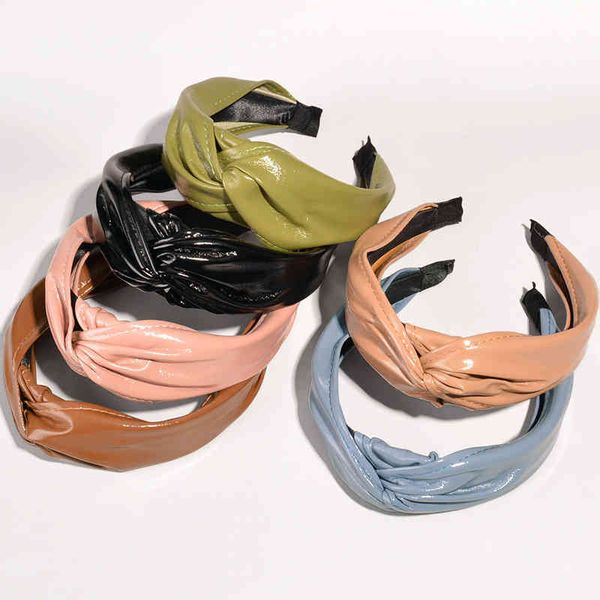 new bright leather cross knot hair hoop fashion street shooting solid color wide edge headband out headdress women, Pink
new bright leather cross knot hair hoop fashion street shooting solid color wide edge headband out headdress women, Pink