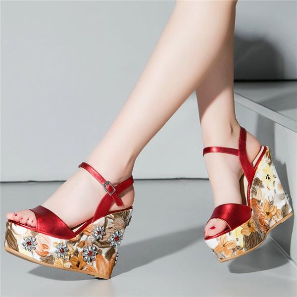 women ankle strap genuine leather super high heel gladiator sandals platform wedges summer party pumps rhinestones wedding shoes, Black
women ankle strap genuine leather super high heel gladiator sandals platform wedges summer party pumps rhinestones wedding shoes, Black
