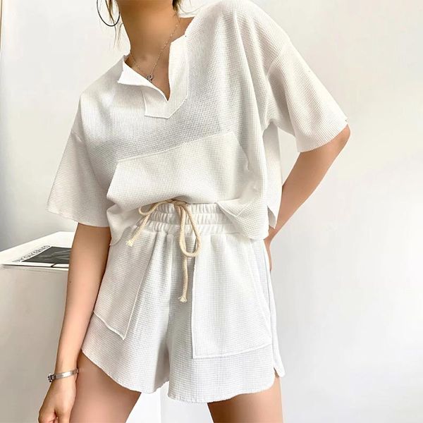 women's tracksuits short sleeve t-shirt drawstring shorts sportwear women set irregular collar ladies loungewear home suit summer stree, Gray
women's tracksuits short sleeve t-shirt drawstring shorts sportwear women set irregular collar ladies loungewear home suit summer stree, Gray