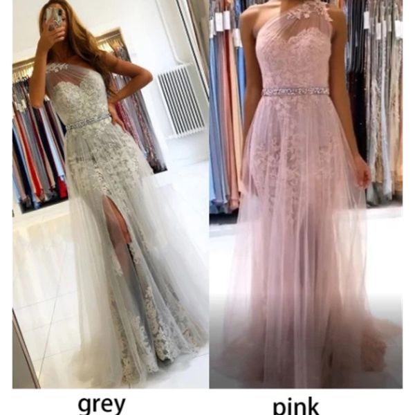 high side split evening dresses new deep one shoulder tulle long prom gowns, Black;red
high side split evening dresses new deep one shoulder tulle long prom gowns, Black;red