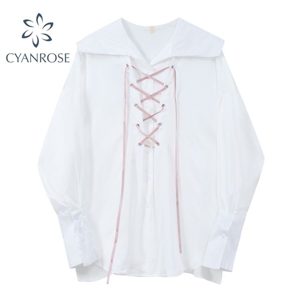 white women blouse spring sweet drawstring lace up shirt long sleeve sailor collar korean harajuku vintage chic elegant 210515
white women blouse spring sweet drawstring lace up shirt long sleeve sailor collar korean harajuku vintage chic elegant 210515