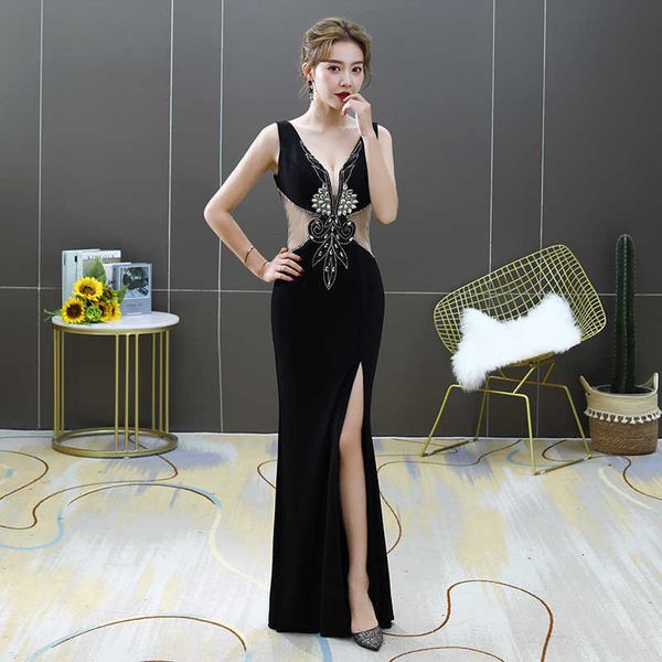 luxury prom dresses women's night work nightclub deep v temperament ktv evening long style thin, Black
luxury prom dresses women's night work nightclub deep v temperament ktv evening long style thin, Black