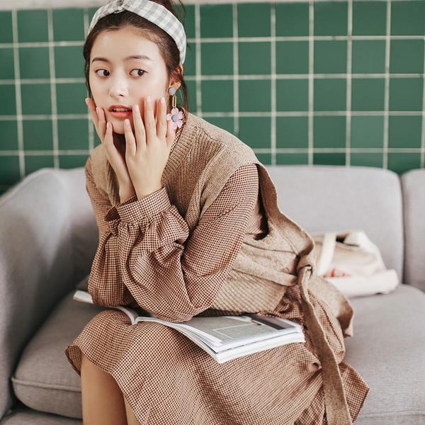 women's tracksuits jvacake autumn long sleeve dress and knitted vest sweater sets two piece suit vintage harajuku korean style femal ou, Gray
women's tracksuits jvacake autumn long sleeve dress and knitted vest sweater sets two piece suit vintage harajuku korean style femal ou, Gray