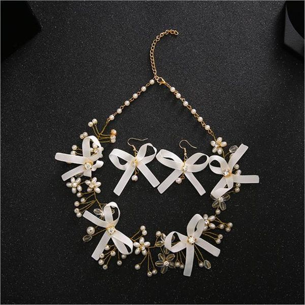 earrings & necklace wedding bridal headdress set dress accessories golden white bowknot crystal rhinestone chain, Silver
earrings & necklace wedding bridal headdress set dress accessories golden white bowknot crystal rhinestone chain, Silver