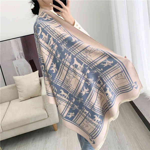 design 2021 new warm scarf women's dual-purpose double-sided imitation cashmere air conditioning shawl student bib, Blue;gray
design 2021 new warm scarf women's dual-purpose double-sided imitation cashmere air conditioning shawl student bib, Blue;gray
