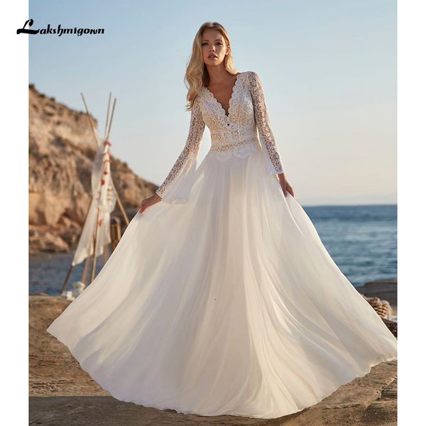 2021 new boho long sleeve lace appliques chiffon wedding gown backless summer beach bride robe mariage custom made 7nf5, White
2021 new boho long sleeve lace appliques chiffon wedding gown backless summer beach bride robe mariage custom made 7nf5, White