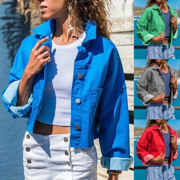 women's jackets autumn and winter solid color denim long-sleeved button fashion casual short jacket coat plus size s-5xl, Black;brown
women's jackets autumn and winter solid color denim long-sleeved button fashion casual short jacket coat plus size s-5xl, Black;brown