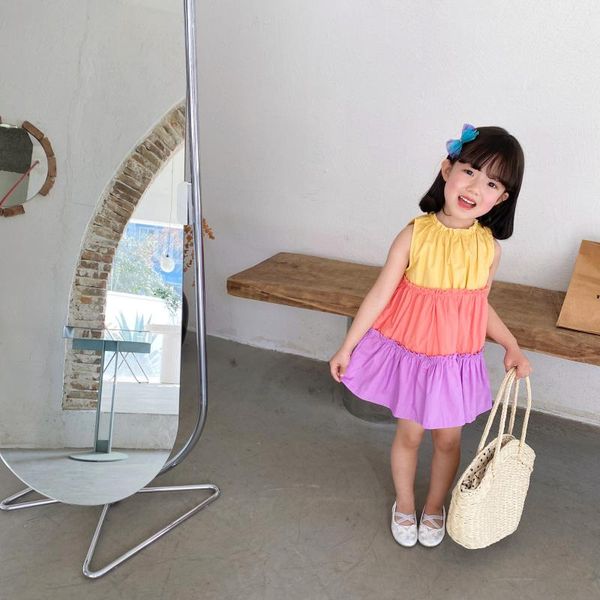 kids dress tri-color patchwork cake vest sleeveless cotton sweet baby dresses girl's, Red;yellow
kids dress tri-color patchwork cake vest sleeveless cotton sweet baby dresses girl's, Red;yellow