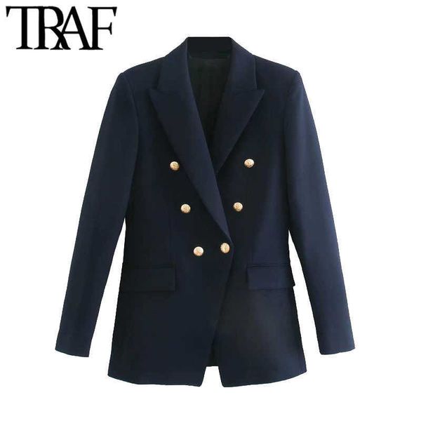 traf women fashion with metal buttons blazers coat vintage long sleeve back vents female outerwear chic 210930, White;black
traf women fashion with metal buttons blazers coat vintage long sleeve back vents female outerwear chic 210930, White;black