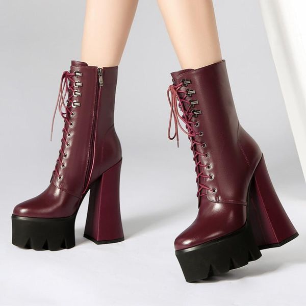 boots super high heels handmade genuine leather women round toe chunky platform shoes cross tie zipper, Black
boots super high heels handmade genuine leather women round toe chunky platform shoes cross tie zipper, Black