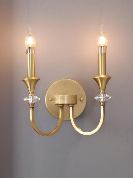 american retro all copper candle wall lamps bedroom bedside lamp living room luxury study aisle gold crystal sconces lights
american retro all copper candle wall lamps bedroom bedside lamp living room luxury study aisle gold crystal sconces lights