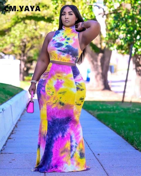 cm.yaya streetwear active tie dye print women two 2 piece set outfit crop and mermaid maxi skirt matching set tracksuit 210708, White
cm.yaya streetwear active tie dye print women two 2 piece set outfit crop and mermaid maxi skirt matching set tracksuit 210708, White