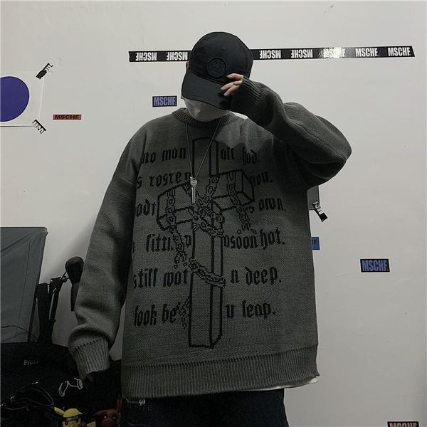 women's sweaters vintage cross ins harajuku letter loose round neck long sleeve thick cotton autumn women p3se, White;black
women's sweaters vintage cross ins harajuku letter loose round neck long sleeve thick cotton autumn women p3se, White;black