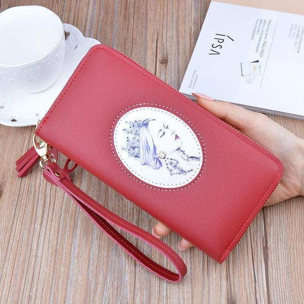 wallets women tassel quality long wallet multi-function portrait print two- folding leather zipper holder fashion wrist strap clutch, Red;black
wallets women tassel quality long wallet multi-function portrait print two- folding leather zipper holder fashion wrist strap clutch, Red;black