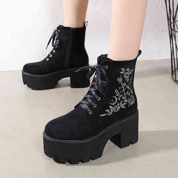 dress shoes winter embroidered round-toe thick-heeled platform boots short-tube fashion warm martin elastic lace-up shoes women ay, Black
dress shoes winter embroidered round-toe thick-heeled platform boots short-tube fashion warm martin elastic lace-up shoes women ay, Black
