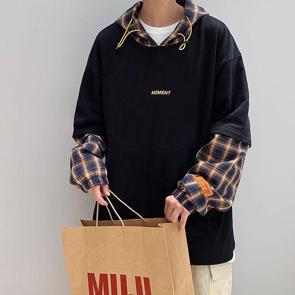 men's hoodies & sweatshirts man 2021 autumn winter fake two-piece stitching sweatshirt men's trend loose bf lazy wind hooded pullov, Black
men's hoodies & sweatshirts man 2021 autumn winter fake two-piece stitching sweatshirt men's trend loose bf lazy wind hooded pullov, Black