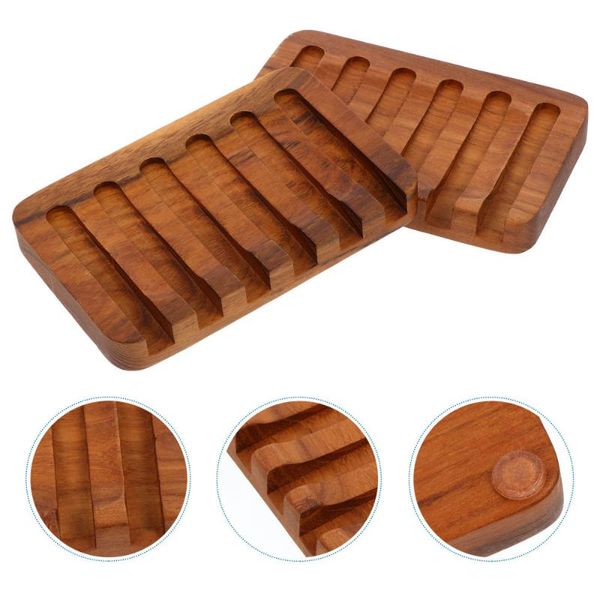 soap dishes 2pcs teak holder dish for bathroom draining tray wooden case